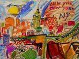 spanish-painting-contemporary-modern.merello.colors-of-new-york-54x73-cm-mix-media-on-table-